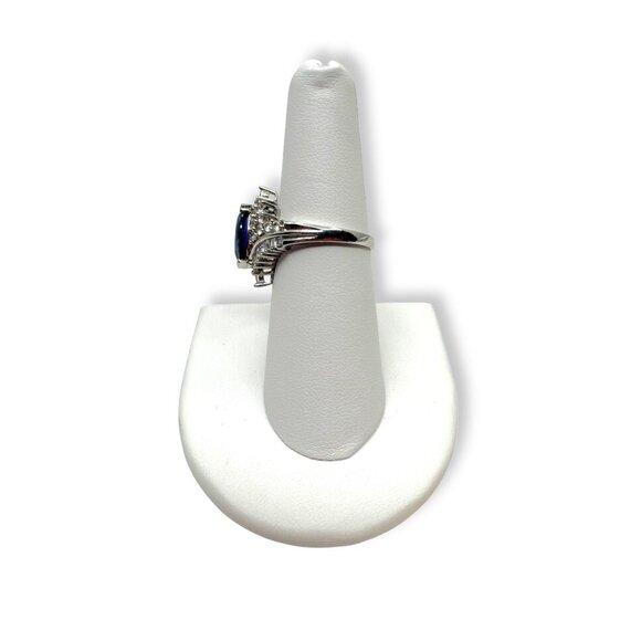 Sterling Silver Ring Blue White Sapphire Size 7.25 - Picture 2 of 11